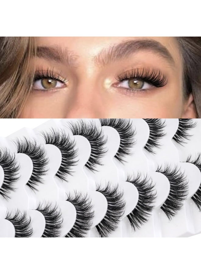 Joudi 3D False Eyelashes Wispy Natural Cat Eye Short Fake Eyelashes Fluffy Soft Reusable Faux Mink Lashes 10 Pairs Happy Heartbeat (EP12) - Image 3